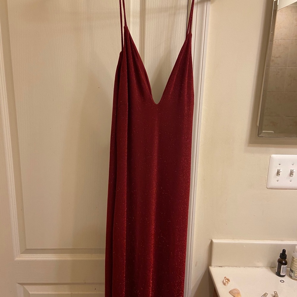 Deep V Neck Burgundy Gown